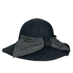 Nordstrom Womens Wool Felt Floppy Hat With Tweed Bow Made Italy Classic OS